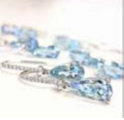 Lady's White 14 Karat Drop Dangle Earrings 
20 = 0.15tw Round Diamonds
2 = 1.84tw Pear Blue Strong Aquas
 Gram Wt: 1.62