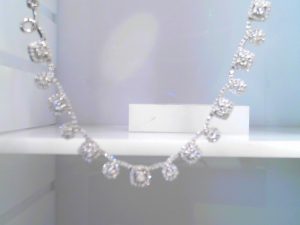 Lady's White 14 Karat Fashion Diamond Necklace With 3.40Tw Round G Diamonds