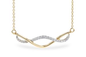 Lady's Yellow 14 Karat Infinity Necklace With 0.14Tw Round Diamonds