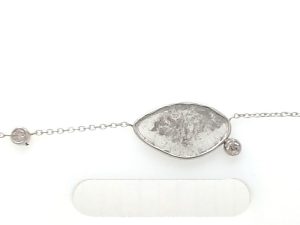 Lady's White 14 Karat Dia Slice Necklace Length 18