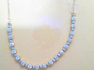 Lady's Yellow 14 Karat 1/4 Tennis Necklace  Alternating LG/SM Natural Diamond Prong Basket Set  with Cable Chain Length 18 34 = 1.38tw Round G/H SI1 Diamonds