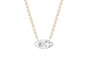Lady's Yellow 18 Karat Diamond Cut Marquise Diamond Necklace Necklace Style: Cable Link
Metal: 18 Karat
Color: Yellow
Finish: Polished
Length: 18
Clasp: adjustable Lobster
