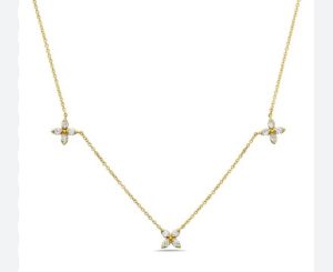 Lady's Yellow 14 Karat Mariposa 5 Station Necklace Necklace Length 18 5 = 0.62tw Round F/G SI1 Diamonds Style: Cable Link
Metal: 14 Karat
Color: Yellow
Finish: Polished