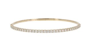 Lady's Yellow 14 Karat Flex Bangle Bracelet With 34 = 1.96Tw Round G/H Si2 Diamonds