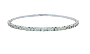 Lady's White 14 Karat Flex Bangle Bracelet 37 = 1.43tw Round G/H SI2 Diamonds