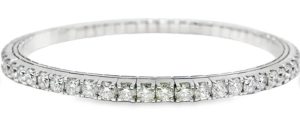 Lady's White 14 Karat Stretch Bangle Bracelet Length 6.5 80 = 2.16tw Round G/H SI2 Diamonds