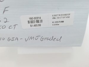 Loose Stones With One = 0.50Ct Round E/F Vs2 Diamond - Graded in house VMJ