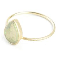 Lady's Yellow 18 Karat Contemporary Fashion Ring Size 6.5 With One Pear  Shaped White Opal