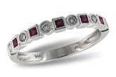 Lady's White 14 Karat Contemporary Fashion Ring Size 7 With 5=0.18Tw Princess Rubies
