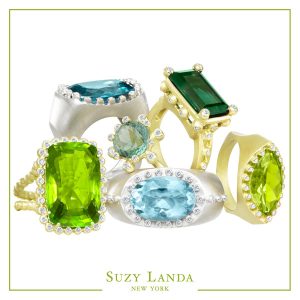 Lady's Yellow 18 Karat Geometric Fashion Ring Size 7 With 2.96Tw Marquise Cut Peridot And 0.11Tw Round Diamonds