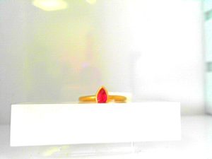 Lady's Yellow 18 Karat Fashion Ring Size 6.25 With One 0.45Ct Pear Pink Sapphire