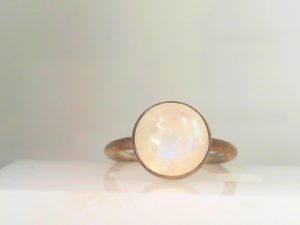 Lady's Sterling Silver  Fashion Ring Size 7 one 10.00mm Round Moonstone