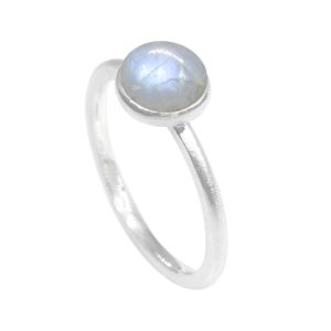 Moonstone Silver Ring 7mm round moonstone  Size 7