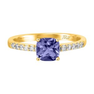 Lady's Yellow 14 Karat Contemporary Fashion Ring Size 7 one 1.08ct Retangular Cushion Bluish Green Sapphire
10=0.15tw Round Diamonds
Type: Ring
Metal Type: 14K Yellow Gold
Gemstone:
6 mm Round Montana Sapphire from Montana, USA (1.08 ct) - 60MS - Enhancement: Heated
Total Gem Weight: 1.08 tcw
Diamonds:
Stone Count: 10
Total weight: 0.15 ct
Grade: H-I SI2