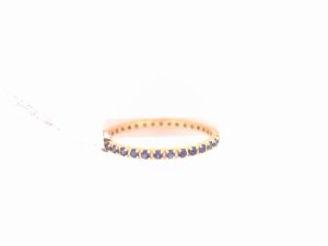 Lady's Yellow 18 Karat Blue Sapphire Eternity Ring Fashion Ring Size 6 = 0.40tw Round Blue Strong Sapphires