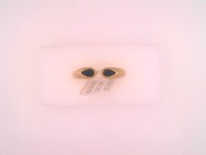 Lady's Yellow 18 Karat Matte' 18 Ky Black Spinel Huggie Ring Fashion Ring Size 7.25 With 2 = 0.50Tw Pear Black Strong Spinels