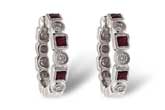 Lady's White 14 Karat Huggie Earrings 0.27tw Princess Rubys
6=0.12tw Round G/H SI2 Diamonds