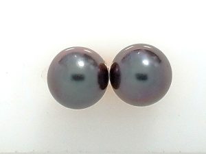 Lady's Yellow 14 Karat Stud Earrings With 2 = 10.00Mm Tahitian Pearls
