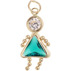 Lady's Yellow 14 Karat Charm Pendants 2= Trillian cut Blue Topaz and 2 Round cut White Topaz