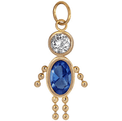 Yellow 14 Karat Charm Pendants 2= Oval cut  Blue Topaz and 2 Round cut White Topaz