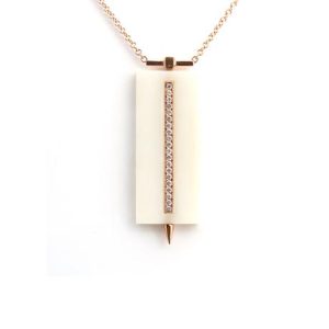 Lady's Rose 14 Karat Open Link Necklace Length 16 With 0.18Tw Round Diamonds