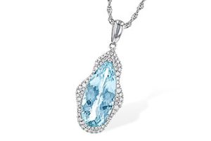 Lady's White 14 Karat Necklace Length 18 inches  one 3.97ct Oval Aquamarine and
0.23tw Round Diamonds
