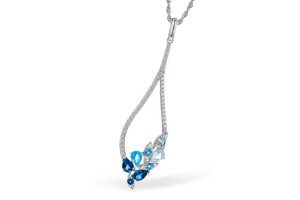 Lady's White 14 Karat Blue Topaz Multi Stone Necklace Chain: Rope
Metal: 14 Karat
Color: White
Length: 18
