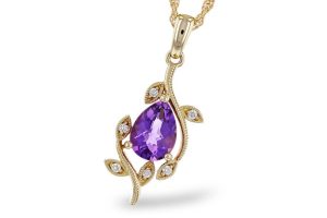Lady's Yellow 14 Karat Amethyst Druzy Floral Necklace Chain: Rope
Metal: 14 Karat
Color: White
Length: 18