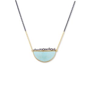 Lady's Yellow 24K Dylan Necklace With One = 22.34Ct Various Shapes Turquoise And 16 = 0.25Tw Round Diamonds Chain: Cable Link
Metal: 24K & .925
Color: Two Tone
Length: 18