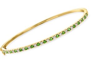 Lady's Yellow 14 Karat Flex Bangle Bracelet 17 = 0.75tw Round Green Emeralds
17 = 87.00tw Round G/H SI2 Diamonds