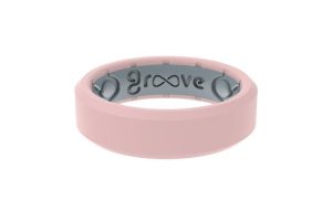 Rosequartz Groove Edge Thin Ring Size 8