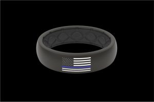 White/Blue Police Flag Ring Size 6