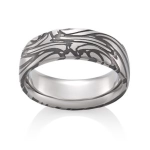 Gent's White Damscus Steel Damascus Multi Metal Fashion Ring Size 10