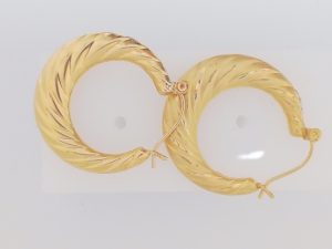 Lady's Yellow 14 Karat Satin Medium Hoop Earrings