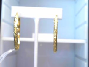 Lady's Yellow 14 Karat Diamond Cut 250. Large Hoop Earrings