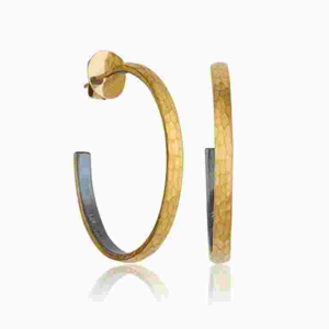 Lady's Two Tone 24K & .925 Satin Large Hoop Earrings