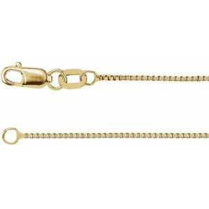 Yellow 14 Karat Box Chain Length 20