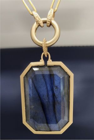 Yellow 14 Karat Paperclip Chain Length 16 with neck charm clasp