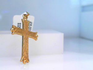 Lady's Yellow 14 Karat Cross Charm----------24mm x 14mm