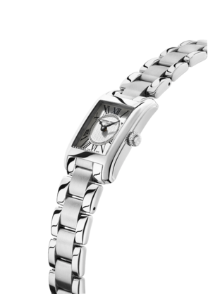 CLASSICS CARRÉE LADIES
FC-200MC16B

QUARTZ LADIES WATCH 
MOVEMENT:
FC-200 CALIBER, QUARTZ. 4 JEWELS, 75 MONTHS BATTERY LIFE.

CASE:
POLISHED STAINLESS STEEL 2-PARTS CASE. DIAMETER OF 23X21MM. ​​​CONVEX SAPPHIRE CRYSTAL. WATER-RESISTANT TO 3 ATM. DIAL:
SILVER-COLORED DIAL, GUILLOCHÉ DECORATION, PRINTED ROMAN NUMERALS. HAND-POLISHED BLACK HANDS.

STRAP:
STAINLESS STEEL BRACELET.