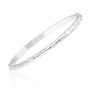 925 Hammered Silver Bangle Bracelet Length5