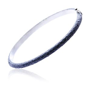 925 Silver Hammered Bangle Bracelet Length 7