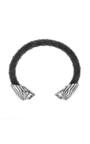 White Polished Sterling Silver Leather Wrap Indian Bracelet Length 8.75