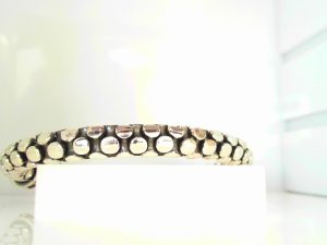 White Polished Sterling Silver Snake Skin Cuff Bracelet Length 8.75