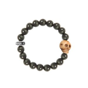 Tiger Eye Bone Skull Tiger Eye Bone Skull Bracelet Length 8.75