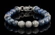 Envision the depths of the universe with the ‘Celestial’ beaded bracelet, featuring 10mm beads in ceramic coated Gibeon meteorite, sculptural patinated sterling silver, and polished blue dumortierite reminiscent of planets beyond our own.