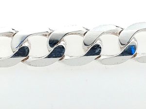 White Sterling Silver Cuban Link Bracelet Length 8