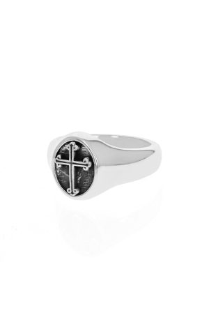 White Polished Sterling Silver Cross Motif Ring Ring MM Width: 10