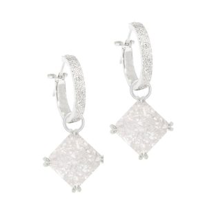 Nina Nguyen Spirit White Druzy Silver Earring Charms (Charms only)
Uplift your look: Designed with prong-set white druzy stones, our 
Spirit Silver Charms pair with any of our hoops and mix well with other styles
Stone carat: 8
Stone size: 10mm

Nina Nguyen Design's patent-pending earrings have an element on the back
of the stud or charm to allow these pieces to transformed into multi-use, stackable 
and convertible styling. It can be turned into a pendant and worn on a necklace,
or used as a charm on our wrap gemstone bracelets.