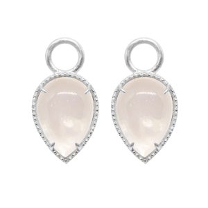 Lady's Granular Finish Sterling Silver Charms Charm 2= Pear Shaped Rose Quartz